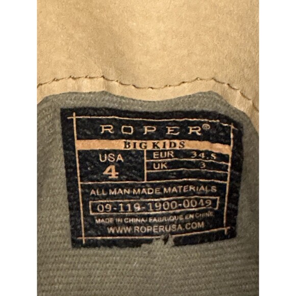 Roper Bumps Faux Ostrich Square Toe Cowboy Youth Boys Brown Casual Boots Sz 4 - Picture 7 of 8